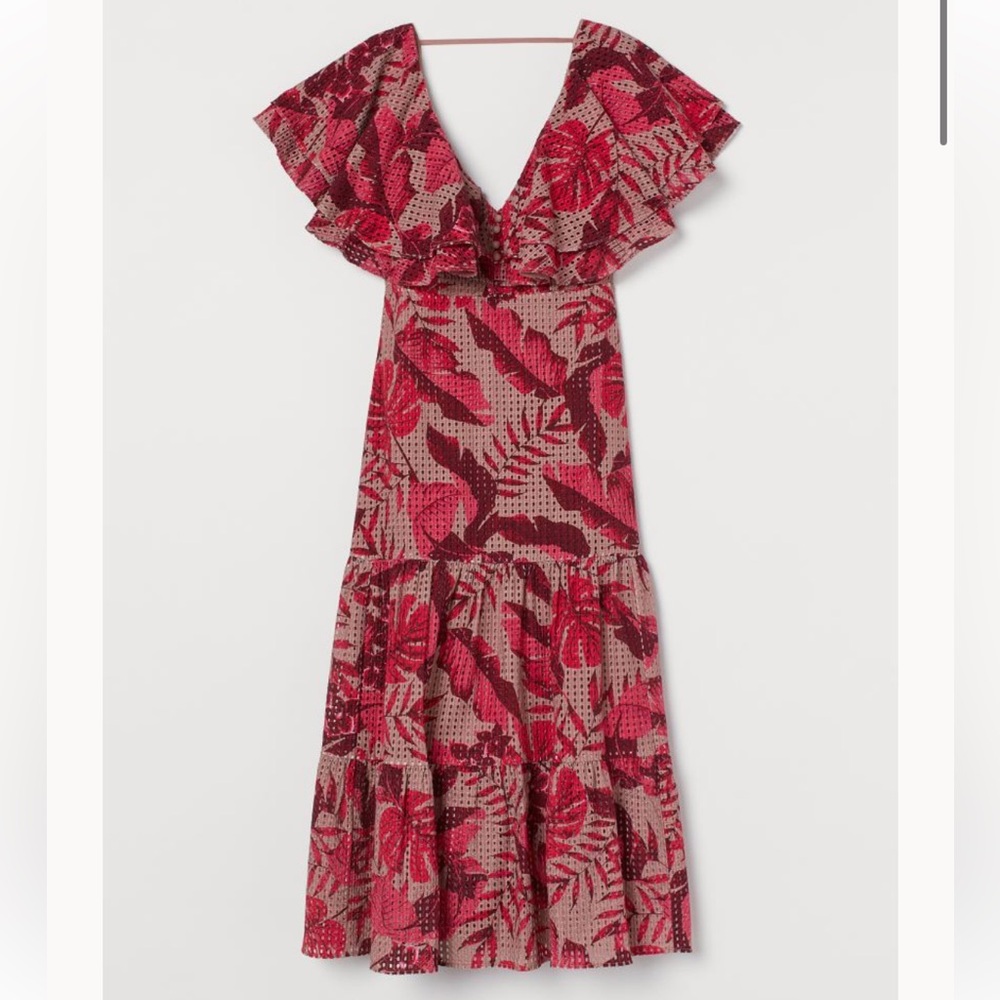 Johanna Ortiz x H & M Broderie Anglasie Eyelet Embroidered Floral Midi Dress XL